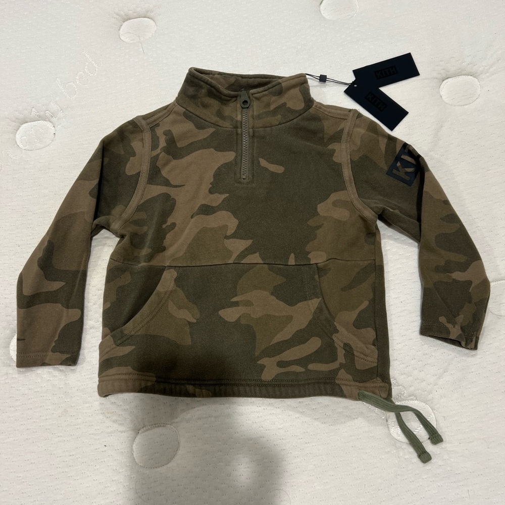 Kids kith camo 1/4 zip sweatshirt